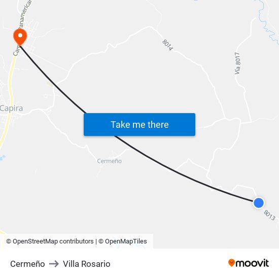 Cermeño to Villa Rosario map