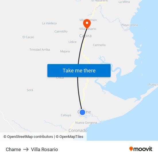 Chame to Villa Rosario map