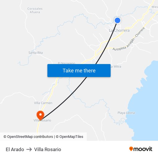 El Arado to Villa Rosario map