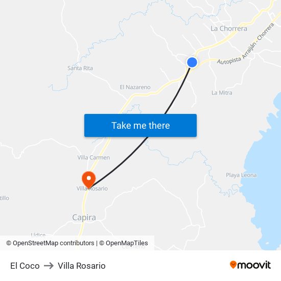 El Coco to Villa Rosario map