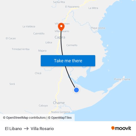 El Libano to Villa Rosario map