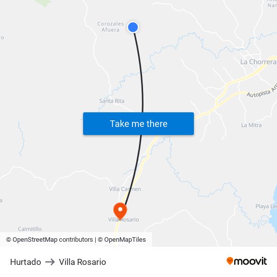 Hurtado to Villa Rosario map