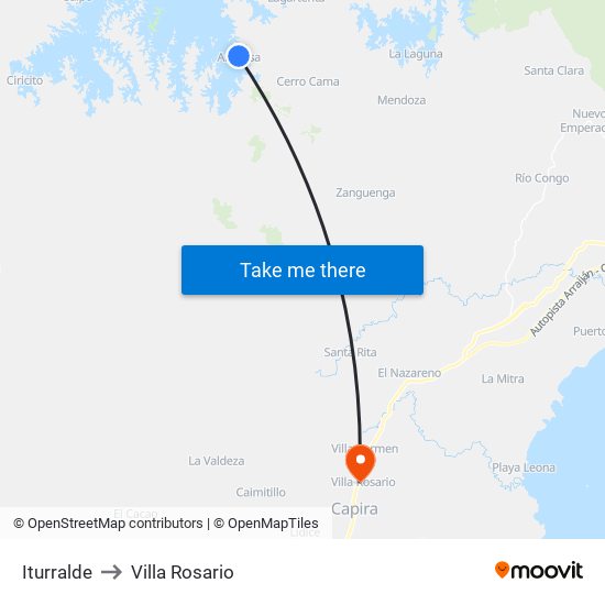 Iturralde to Villa Rosario map