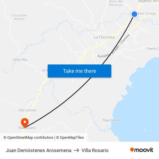 Juan Demóstenes Arosemena to Villa Rosario map