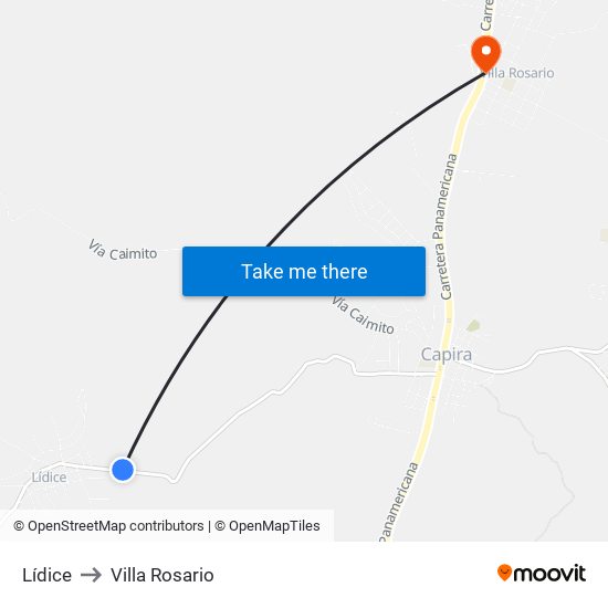 Lídice to Villa Rosario map