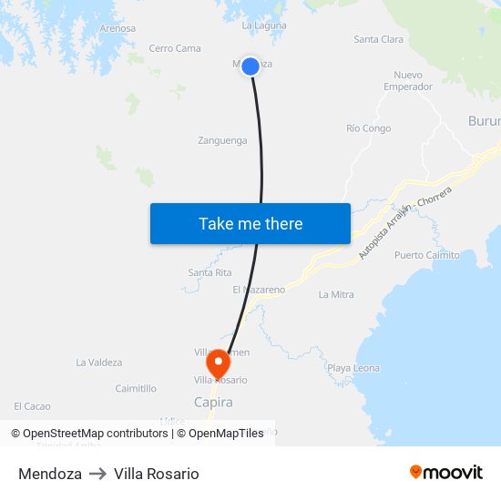 Mendoza to Villa Rosario map