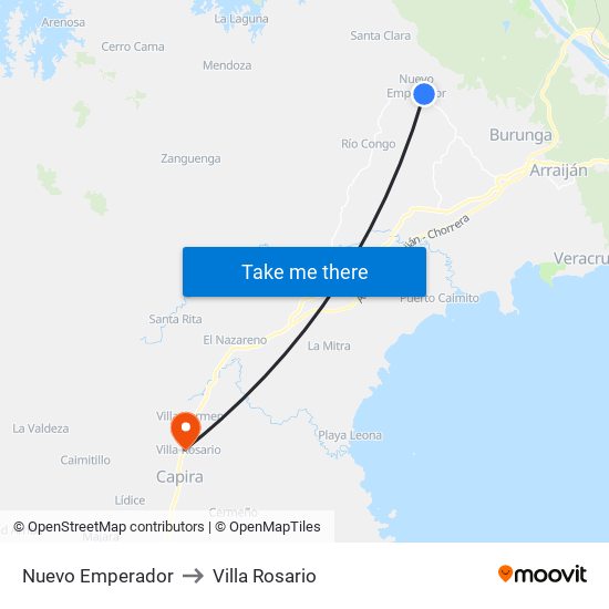 Nuevo Emperador to Villa Rosario map
