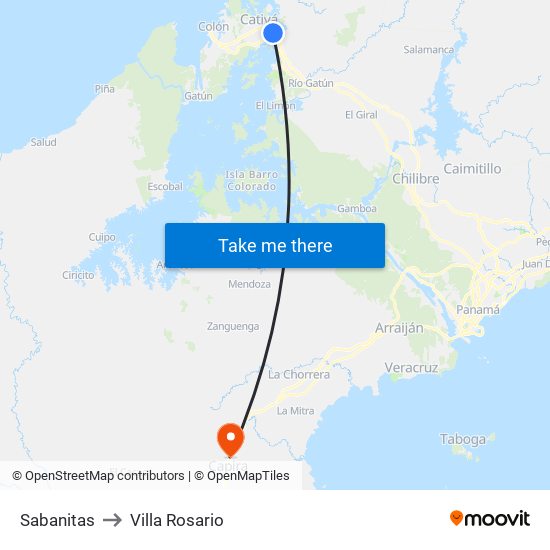 Sabanitas to Villa Rosario map