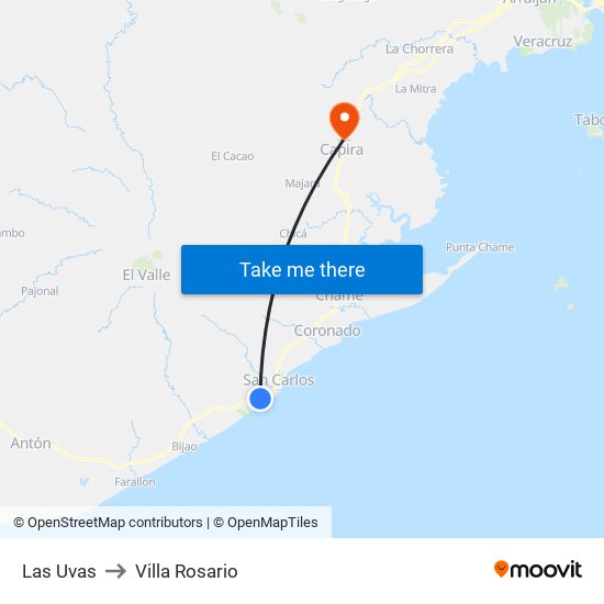 Las Uvas to Villa Rosario map