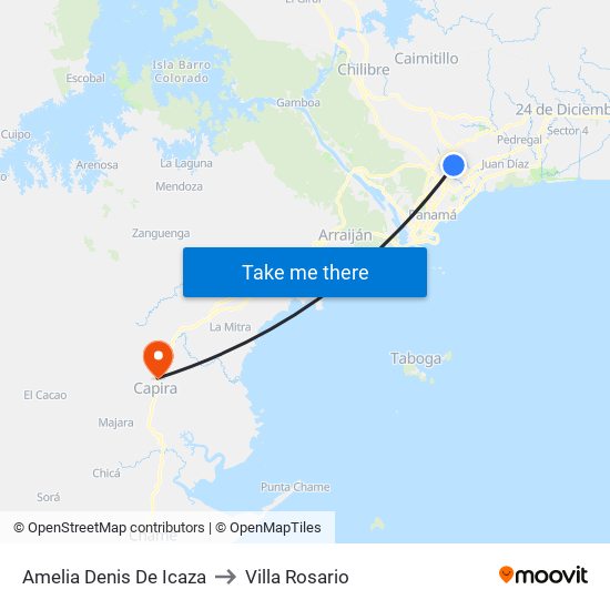 Amelia Denis De Icaza to Villa Rosario map