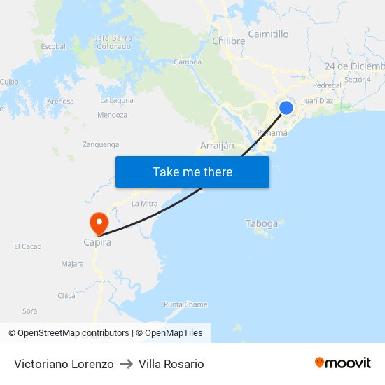 Victoriano Lorenzo to Villa Rosario map