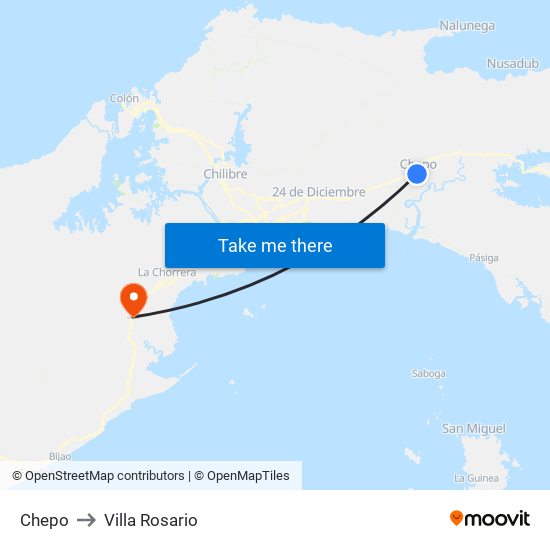 Chepo to Villa Rosario map