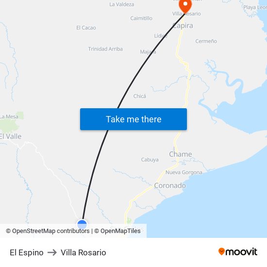 El Espino to Villa Rosario map