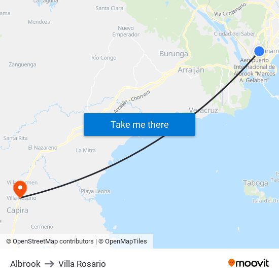 Albrook to Villa Rosario map