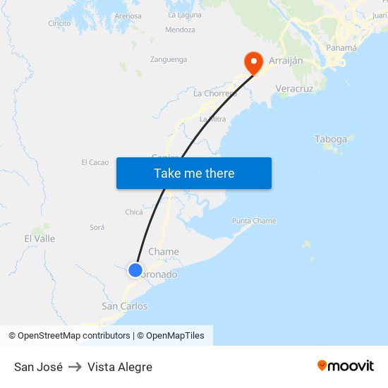 San José to Vista Alegre map
