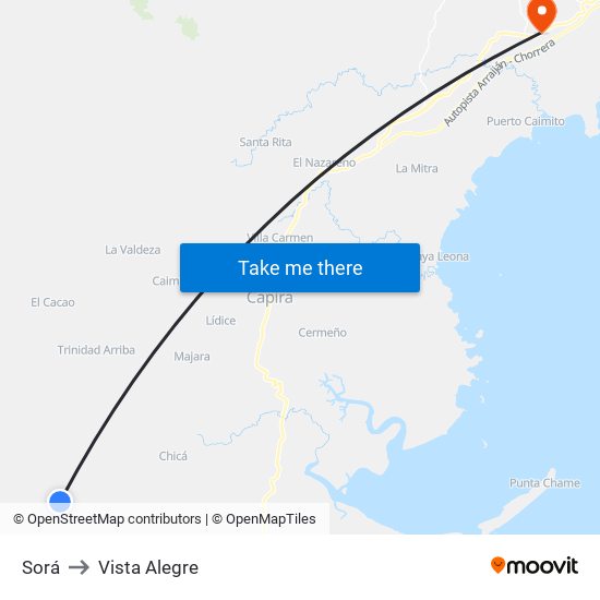 Sorá to Vista Alegre map