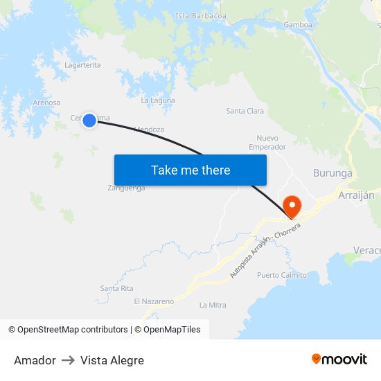 Amador to Vista Alegre map