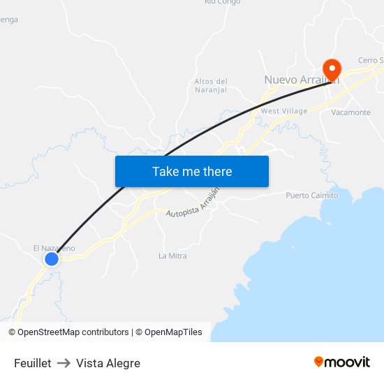 Feuillet to Vista Alegre map