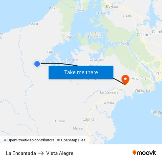 La Encantada to Vista Alegre map