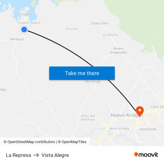 La Represa to Vista Alegre map