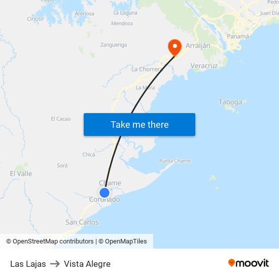 Las Lajas to Vista Alegre map