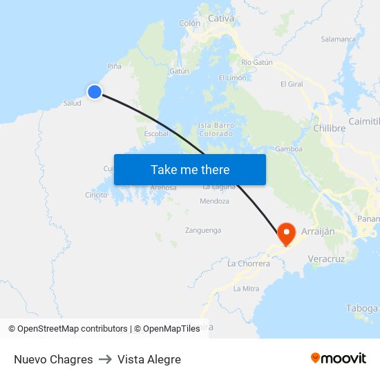 Nuevo Chagres to Vista Alegre map