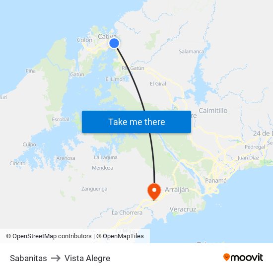 Sabanitas to Vista Alegre map