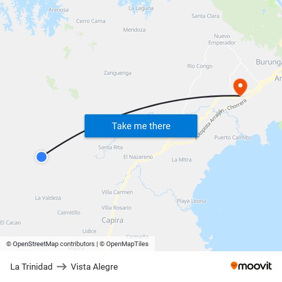 La Trinidad to Vista Alegre map