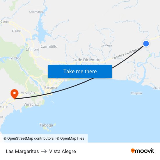 Las Margaritas to Vista Alegre map