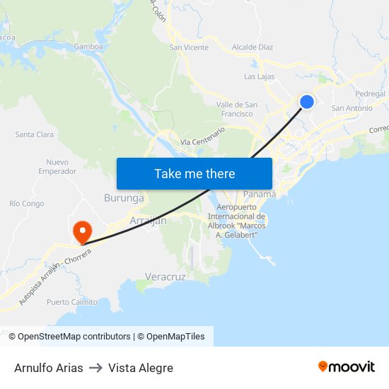 Arnulfo Arias to Vista Alegre map