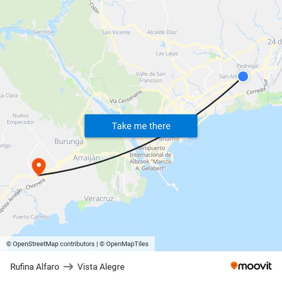 Rufina Alfaro to Vista Alegre map
