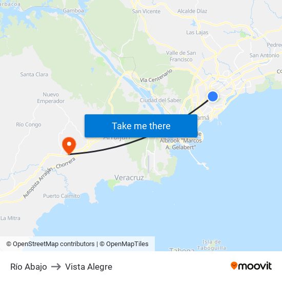 Río Abajo to Vista Alegre map