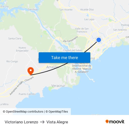 Victoriano Lorenzo to Vista Alegre map
