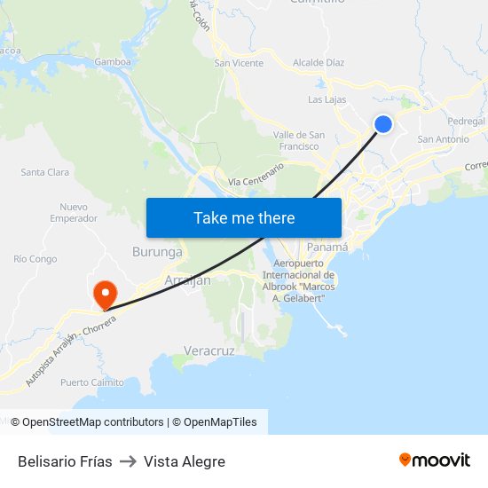 Belisario Frías to Vista Alegre map