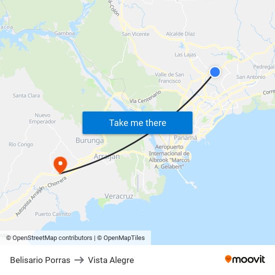 Belisario Porras to Vista Alegre map