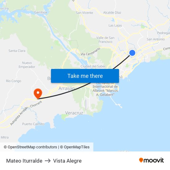 Mateo Iturralde to Vista Alegre map