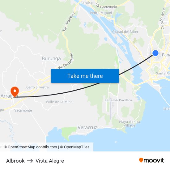 Albrook to Vista Alegre map