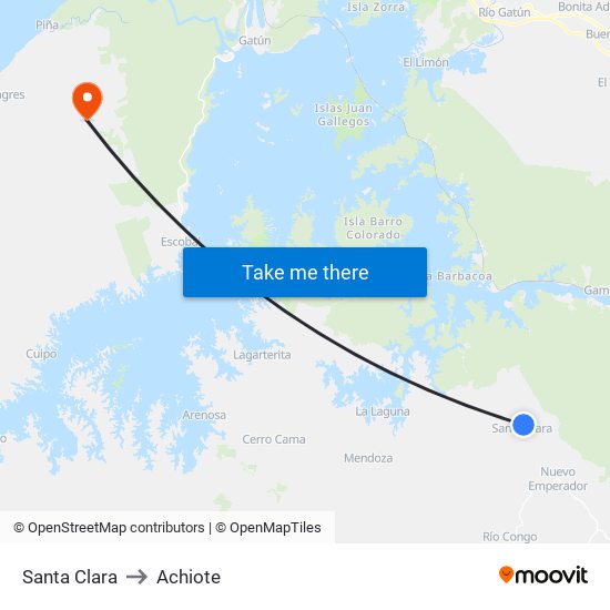 Santa Clara to Achiote map
