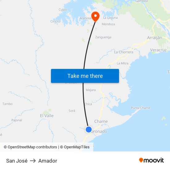 San José to Amador map