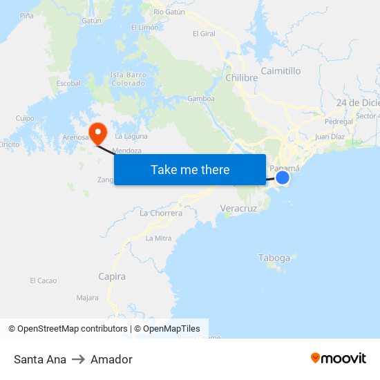 Santa Ana to Amador map