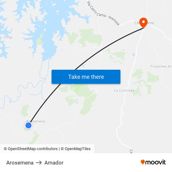 Arosemena to Amador map