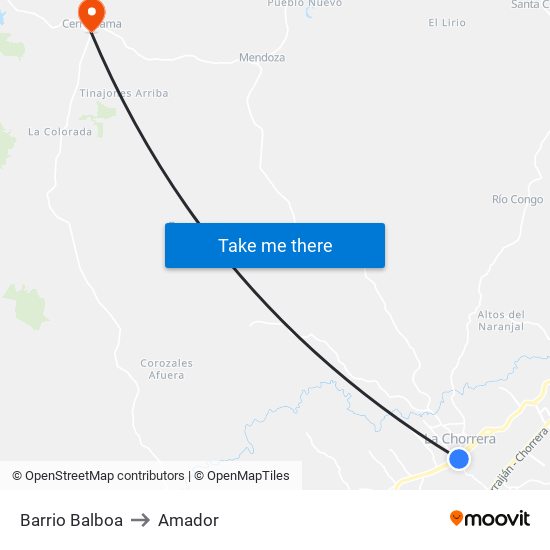 Barrio Balboa to Amador map