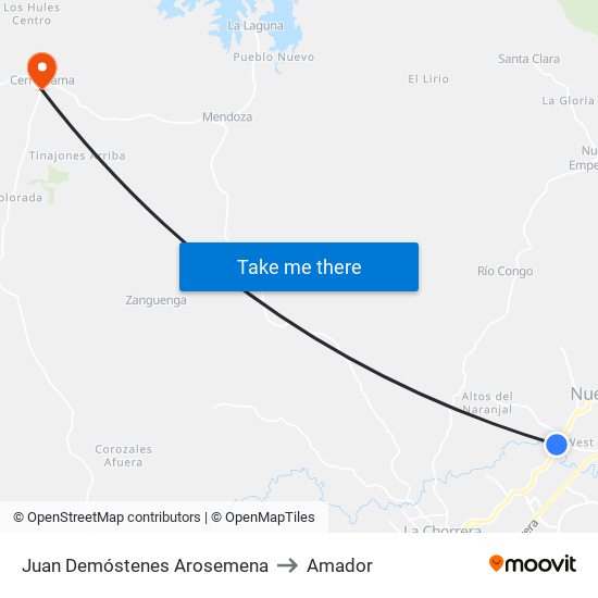 Juan Demóstenes Arosemena to Amador map