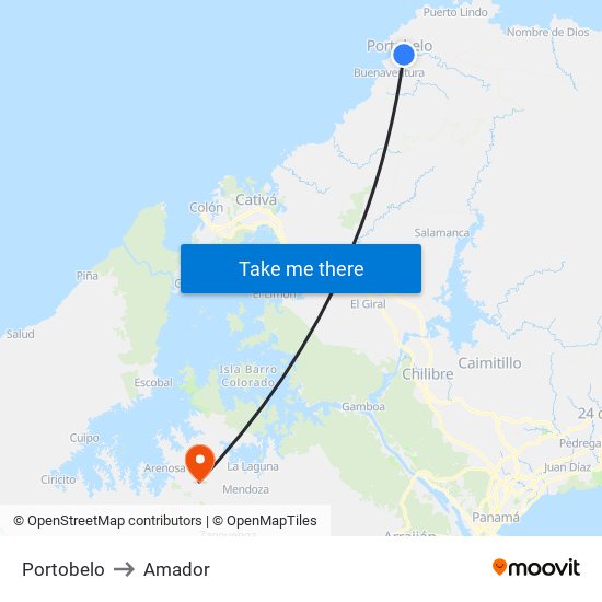 Portobelo to Amador map