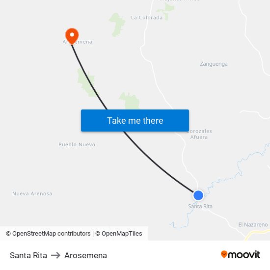 Santa Rita to Arosemena map