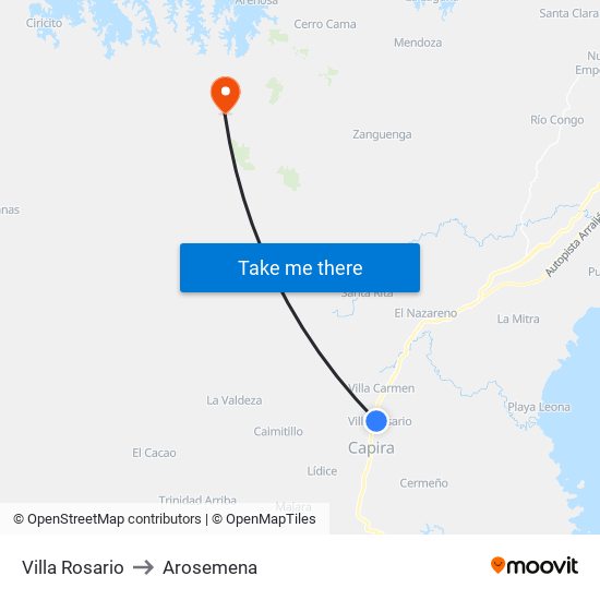 Villa Rosario to Arosemena map