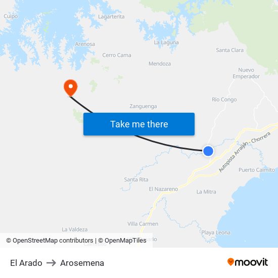 El Arado to Arosemena map