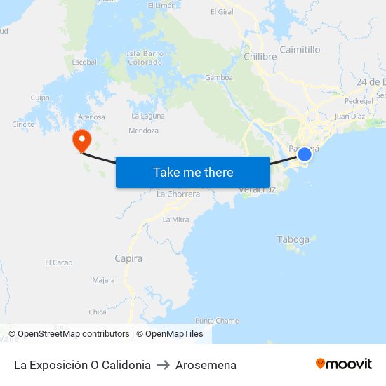 La Exposición O Calidonia to Arosemena map