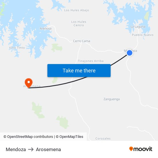 Mendoza to Arosemena map