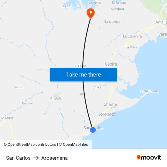San Carlos to Arosemena map